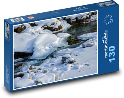 Frozen river - water, snow - Puzzle 130 pieces, size 28.7x20 cm 