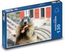 Marmot with carrots - rodent, feeding Puzzle 130 pieces - 28.7 x 20 cm 