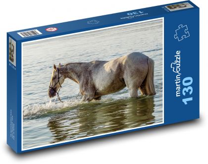 Horse in the water - bath, pond - Puzzle 130 pieces, size 28.7x20 cm 