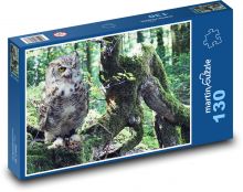 Sova v lese - dravý vták, príroda Puzzle 130 dielikov - 28,7 x 20 cm 