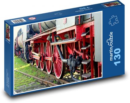 Steam locomotive - wheels, train - Puzzle 130 pieces, size 28.7x20 cm 