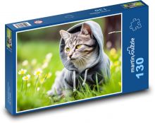 Cat in a sweatshirt - kitten, cub Puzzle 130 pieces - 28.7 x 20 cm 