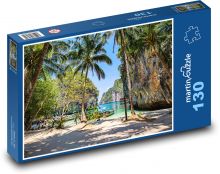 Beach - sand, palm trees Puzzle 130 pieces - 28.7 x 20 cm 