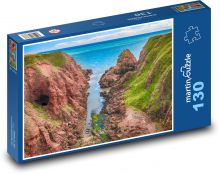 Skaliste klify - plaża, morze Puzzle 130 elementów - 28,7x20 cm