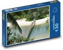 Pláž Sentosa - Singapur, provazový most Puzzle 130 dílků - 28,7 x 20 cm
