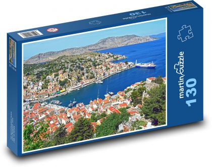 Ostrov Symi - Řecko, moře  - Puzzle 130 dílků, rozměr 28,7x20 cm