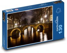 Bridge - Amsterdam, lights Puzzle 130 pieces - 28.7 x 20 cm 