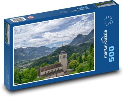 Kirche, Berge - Puzzle - 500 Teile