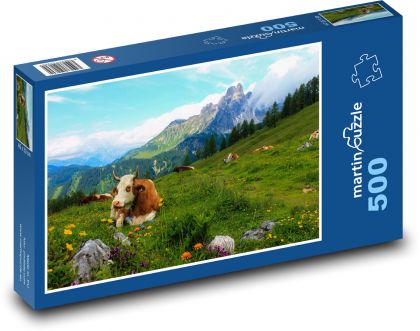 Alps, meadow, animals - Puzzle of 500 pieces, size 46x30 cm 