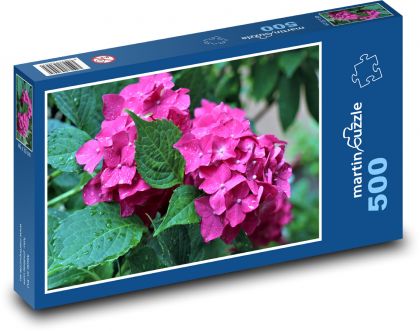 Hortenzie - růžová, rosa - Puzzle 500 dílků, rozměr 46x30 cm