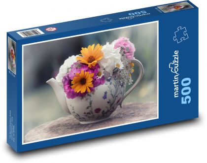 Bouquet - tea kettle, flowers - Puzzle of 500 pieces, size 46x30 cm 