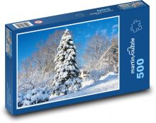 Zima - śnieg, drzewa Puzzle 500 elementów - 46x30 cm