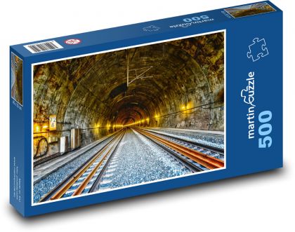 Železničný tunel - koľaje, železnice - Puzzle 500 dielikov, rozmer 46x30 cm 