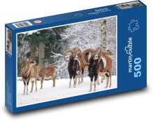 Muflon - zima, zvíře Puzzle 500 - 46x30 cm