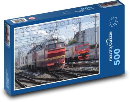 Locomotive - railway station, railway - Puzzle of 500 pieces, size 46x30 cm 