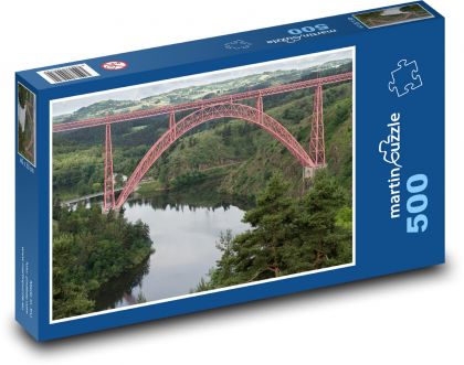 Francie - řeka, viadukt - Puzzle 500 dílků, rozměr 46x30 cm