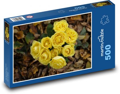 Yellow Rose - bouquet, autumn - Puzzle of 500 pieces, size 46x30 cm 