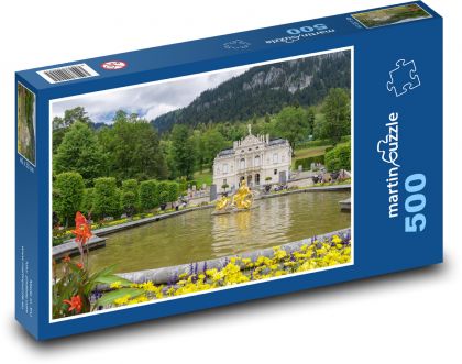 Paláce Linderhof - palácová zahrada - Puzzle 500 dílků, rozměr 46x30 cm