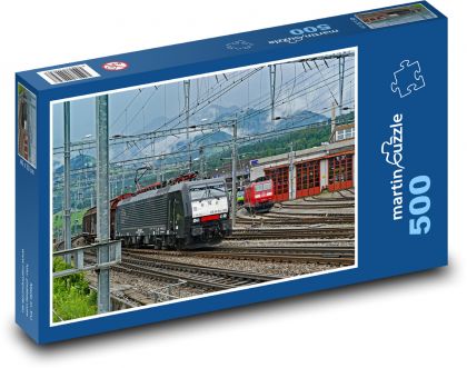 Railways - trains, tracks - Puzzle of 500 pieces, size 46x30 cm 