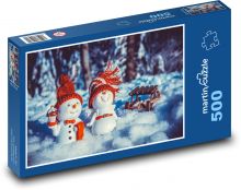 Snowmen - decoration, snow Puzzle of 500 pieces - 46 x 30 cm 