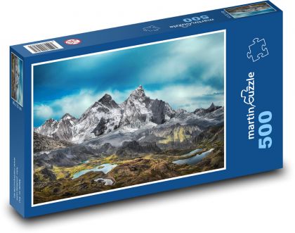 Snow on the mountain - lagoons, nature - Puzzle of 500 pieces, size 46x30 cm 