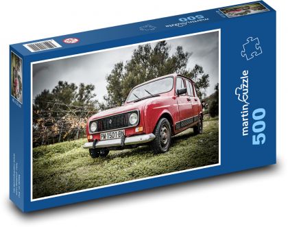 Auto - červený Renault 4 - Puzzle 500 dílků, rozměr 46x30 cm