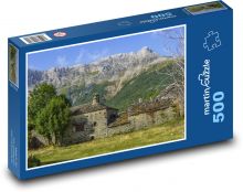 Starý dům - krajina, hory Puzzle 500 dílků - 46 x 30 cm