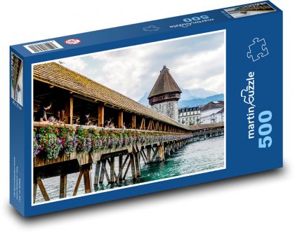 Lucern - Švýcarsko, most - Puzzle 500 dílků, rozměr 46x30 cm