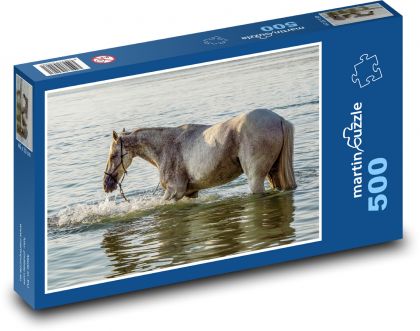 Horse in the water - bath, pond - Puzzle of 500 pieces, size 46x30 cm 