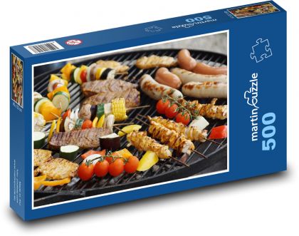 Grilled food - meat, grill skewers - Puzzle of 500 pieces, size 46x30 cm 