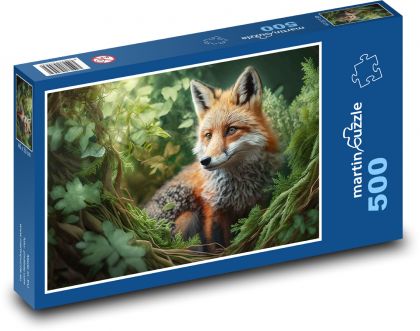 Liška - lesné zviera, mláďa - Puzzle 500 dielikov, rozmer 46x30 cm 