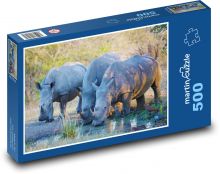 Nosorožec - nosorožci, zvířata Puzzle 500 dílků - 46 x 30 cm