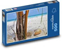 Malediwy - plaża, palmy Puzzle 500 elementów - 46x30 cm