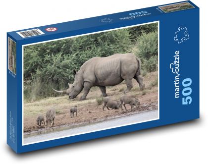 Nosorožec - zvíře, Safari - Puzzle 500 dílků, rozměr 46x30 cm