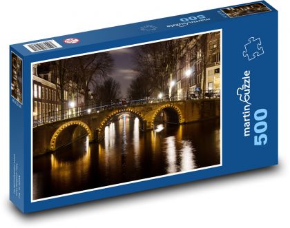 Bridge - Amsterdam, lights - Puzzle of 500 pieces, size 46x30 cm 