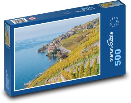 Ženevské jezero - Švýcarsko, město  - Puzzle 500 dílků, rozměr 46x30 cm