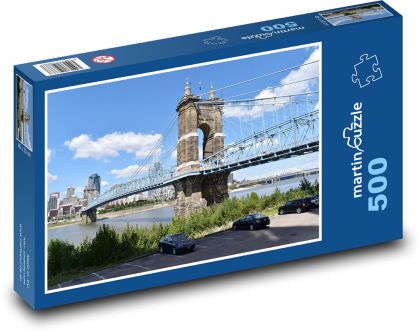 Most Roebling, řeka, město - Puzzle 500 dílků, rozměr 46x30 cm