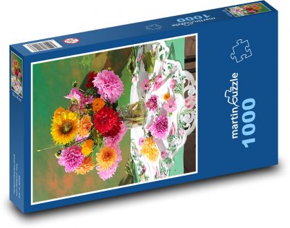 Dahlia - kvety, kytice - Puzzle 1000 dielikov, rozmer 60x46 cm