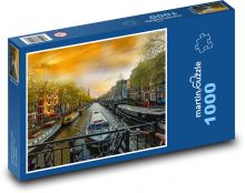 Amsterdam - Holandsko, lode Puzzle 1000 dielikov - 60 x 46 cm 