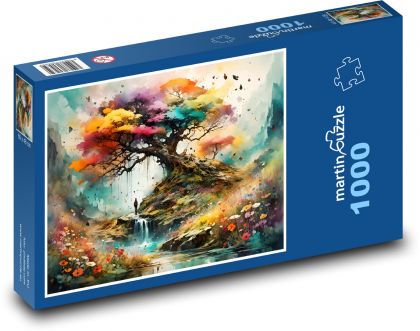 A colorful tree in the forest - Puzzle 1000 pieces, size 60x46 cm 