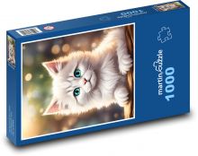 Mały biały kotek Puzzle 1000 elementów - 60x46 cm