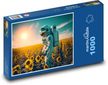 Astronaut v slnečnicovom poli Puzzle 1000 dielikov - 60 x 46 cm 