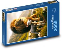 Lion and lamb in the pasture Puzzle 2000 pieces - 90 x 60 cm