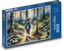 Dítě na procházce v lese Puzzle 260 dílků - 41 x 28,7 cm