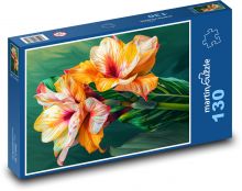 Amarylis - oranžový, květina Puzzle 130 dílků - 28,7 x 20 cm